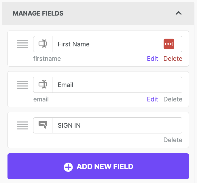 Alt Text: Example of a simple real estate landing page lead capture form with first name and email fields for better conversion rates.